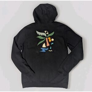 Banks Journal Studio Nadia Hernandez Palm Art Pullover Hoodie Organic Black Sz S